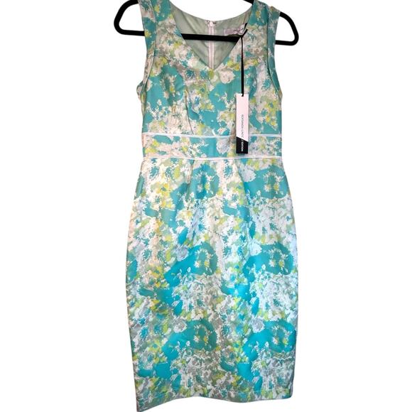 NWT Roksanda Ilincic Aqua Floral Sheath Dress - Size 8 - Picture 2 of 16